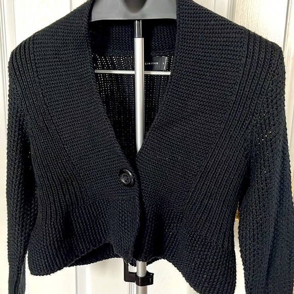 Sweater cardigan cropped- black - Picture 2 of 8